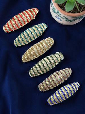 Set of 6 multicolor embellished safety saree pin 1