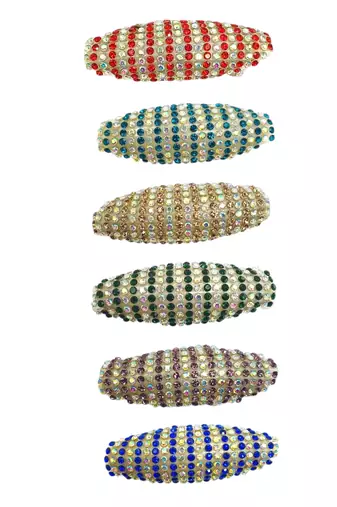 Set of 6 multicolor embellished safety saree pin