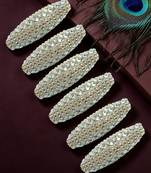 Set of 6 silver cz embellished safety saree pin