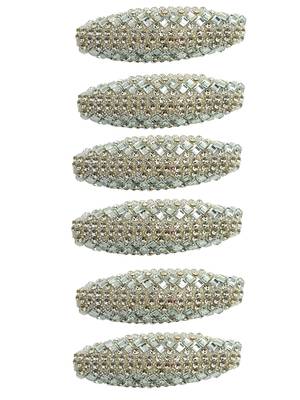 Set of 6 silver cz embellished safety saree pin 2