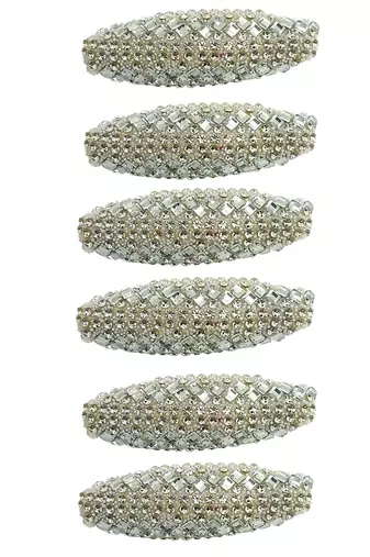 Set of 6 silver cz embellished safety saree pin