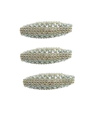 Set of 6 silver cz embellished safety saree pin 3