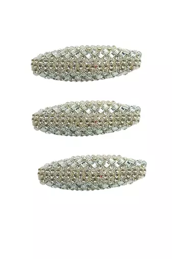 Set of 6 silver cz embellished safety saree pin