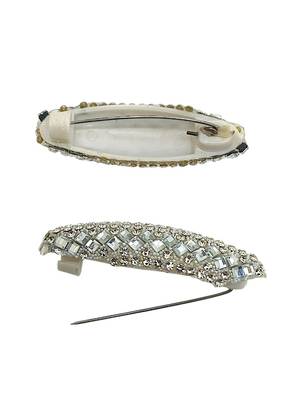 Set of 6 silver cz embellished safety saree pin 4
