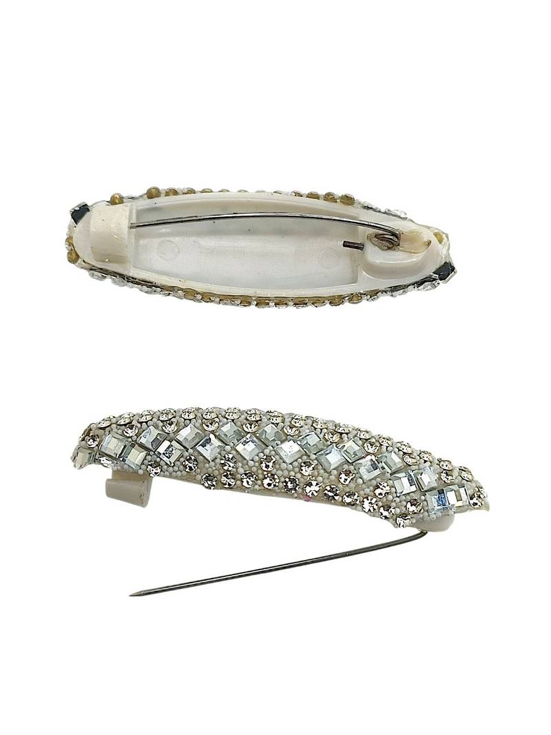 Set of 6 silver cz embellished safety saree pin
