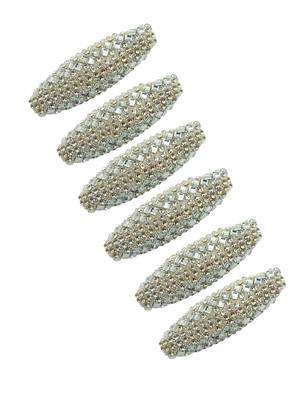 Set of 6 silver cz embellished safety saree pin 5