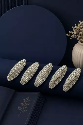 Set of 5 silver cz embellished safety saree pin