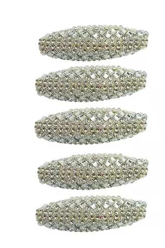 Set of 5 silver cz embellished safety saree pin
