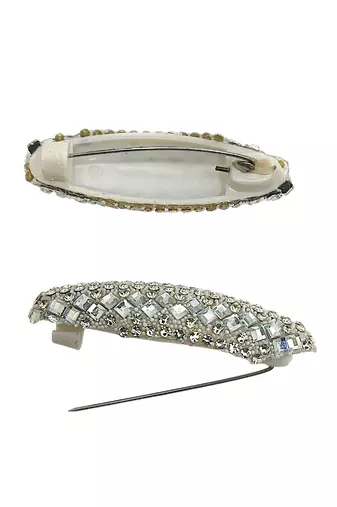 Set of 5 silver cz embellished safety saree pin