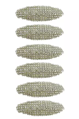 Set of 6 silver cz embellished safety saree pin
