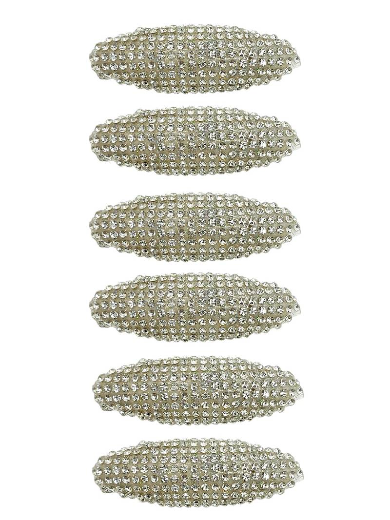 Set of 6 silver cz embellished safety saree pin