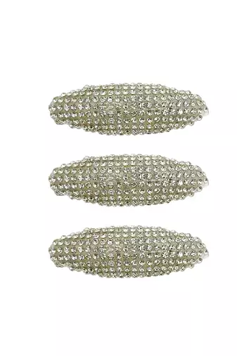 Set of 6 silver cz embellished safety saree pin