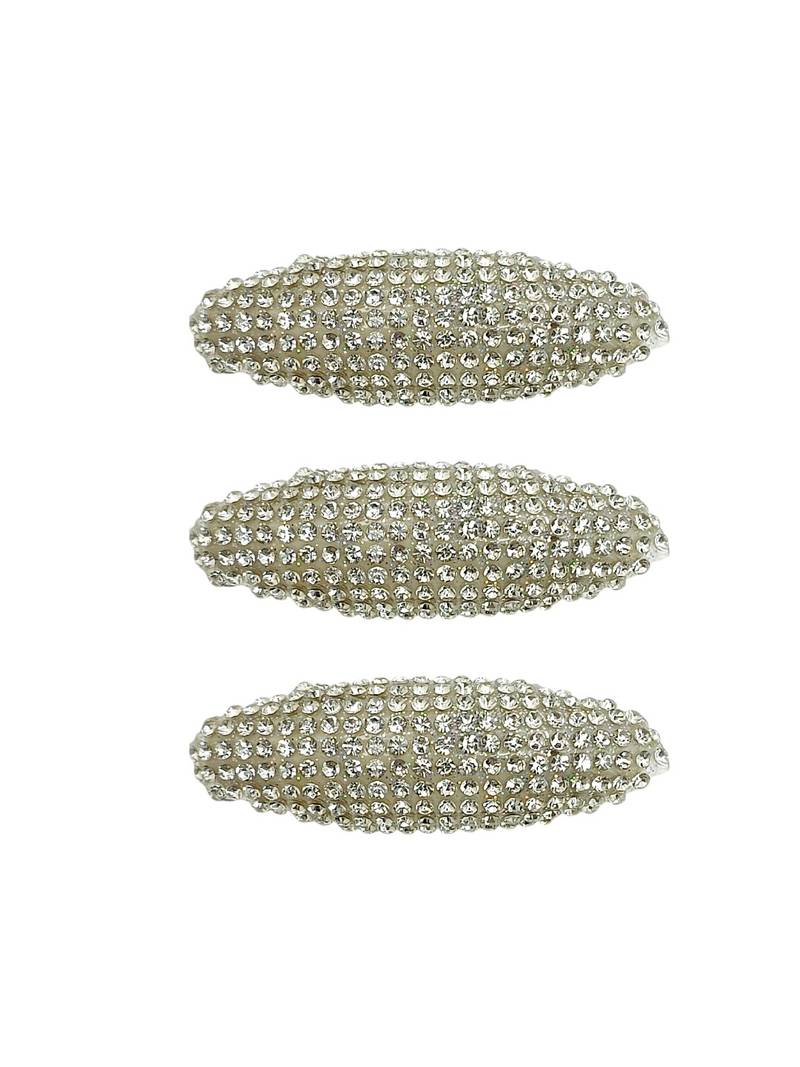 Set of 6 silver cz embellished safety saree pin