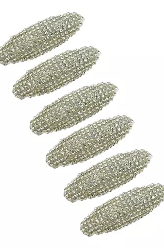 Set of 6 silver cz embellished safety saree pin