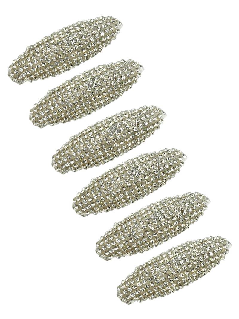 Set of 6 silver cz embellished safety saree pin
