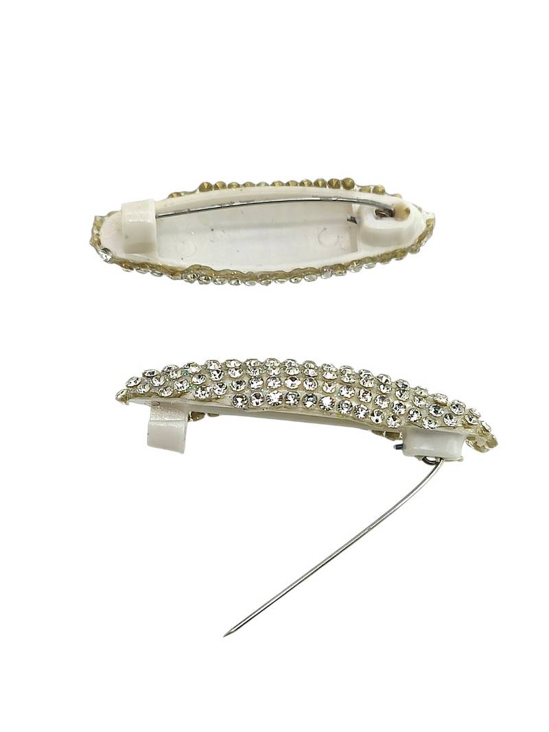 Set of 6 silver cz embellished safety saree pin