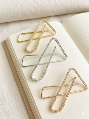 Set of 3 multi toned cz x shape safety saree brooch pin 1