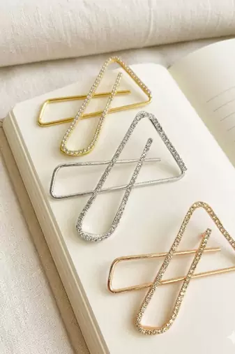 Set of 3 multi toned cz x shape safety saree brooch pin