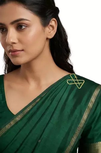Set of 3 multi toned cz x shape safety saree brooch pin