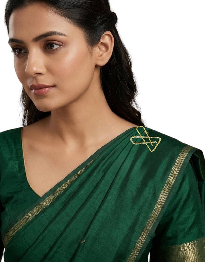 Set of 3 multi toned cz x shape safety saree brooch pin