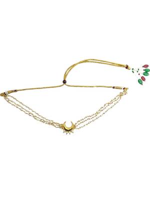 Gold plated chandrakor layred necklace and chain 2
