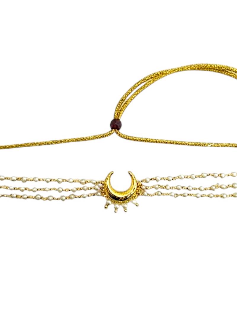 Gold plated chandrakor layred necklace and chain