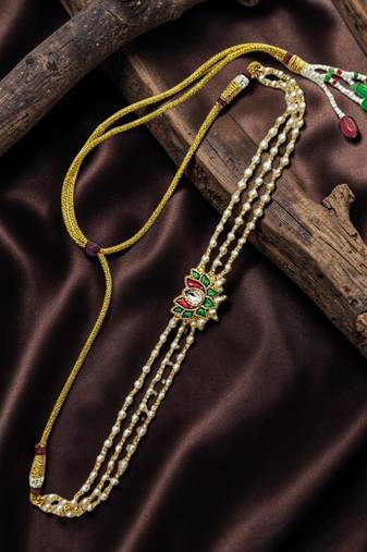 Gold plated lotus layred necklace and chain