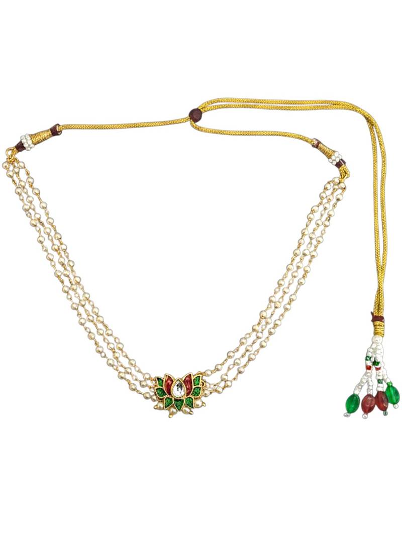 Gold plated lotus layred necklace and chain