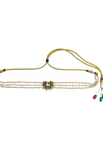 Gold plated lotus layred necklace and chain