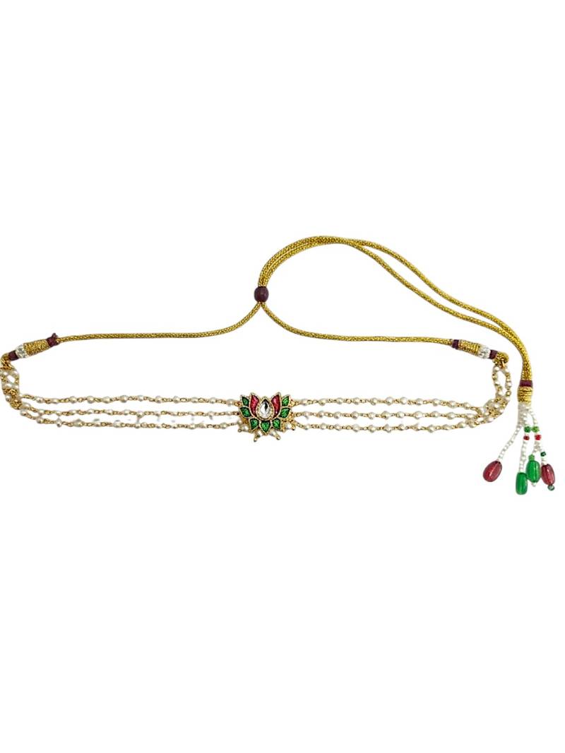 Gold plated lotus layred necklace and chain