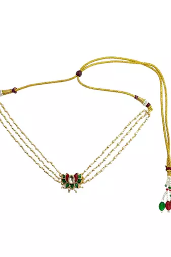 Gold plated lotus layred necklace and chain