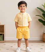 yellow printed cotton blend kids cord set