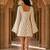 Ivory floral printed cotton stitched flared dress for women