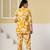 Mustard floral printed cotton co-ord set with straight pant for women