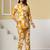 Mustard floral printed cotton co-ord set with straight pant for women