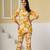 Mustard floral printed cotton co-ord set with straight pant for women