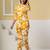 Mustard floral printed cotton co-ord set with straight pant for women