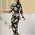 Black floral printed cotton co-ord set with straight pant for women