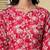 Red floral printed cotton co-ord set with straight pant for women