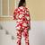 Red floral printed cotton co-ord set with straight pant for women