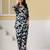 Navy blue floral printed cotton co-ord set with straight pant for women