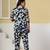 Navy blue floral printed cotton co-ord set with straight pant for women