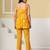 Yellow floral printed cotton co-ord set with straight pant for women