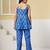 Blue floral printed cotton co-ord set with straight pant for women
