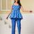 Blue floral printed cotton co-ord set with straight pant for women