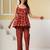 Red floral printed cotton co-ord set with straight pant for women