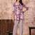Purple floral printed cotton co-ord set with straight pant for women