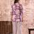Purple floral printed cotton co-ord set with straight pant for women