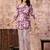 Purple floral printed cotton co-ord set with straight pant for women