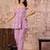 Pink floral printed cotton co-ord set with straight pant for women